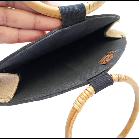 VINTAGE - COLOUR BLOCK BAG WITH WOODEN HANDLES - Picture 3 of 5